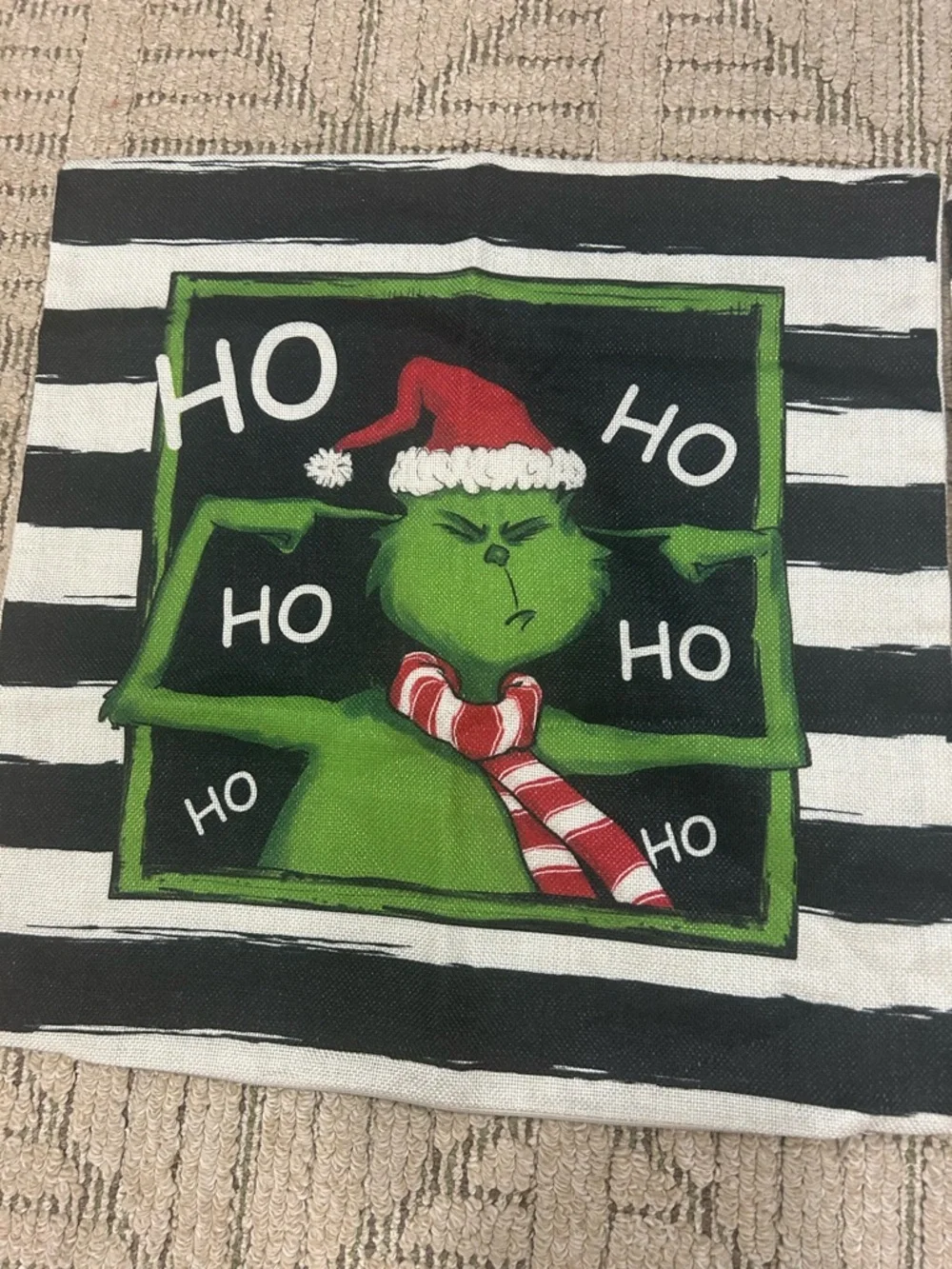 Holiday Grinch Decorative Cushion Covers - Black & Green 18X18